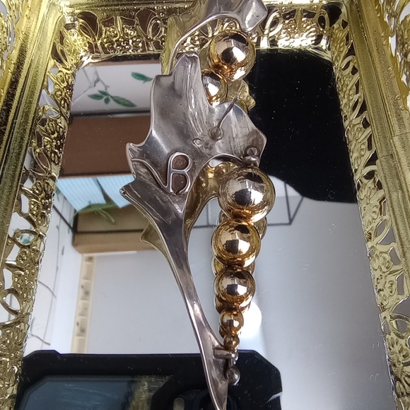 Vintage Artisan VB signed Modernist Freeform Silver Earrings Post style - Picture 3 of 7